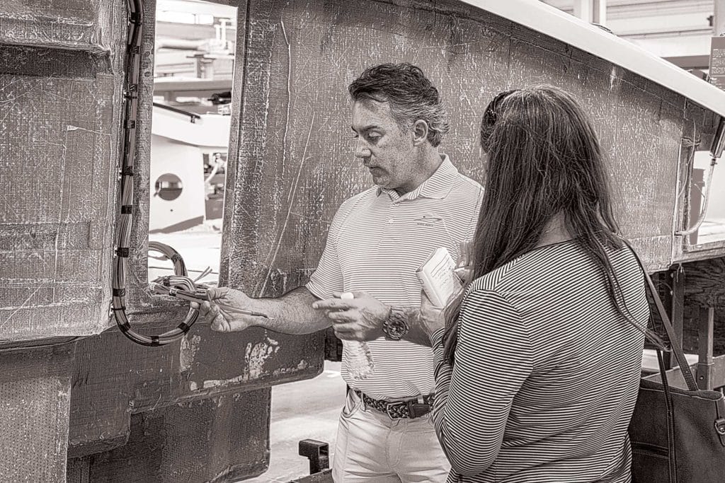 Wiring on a boat produced at the Scout Boats plant