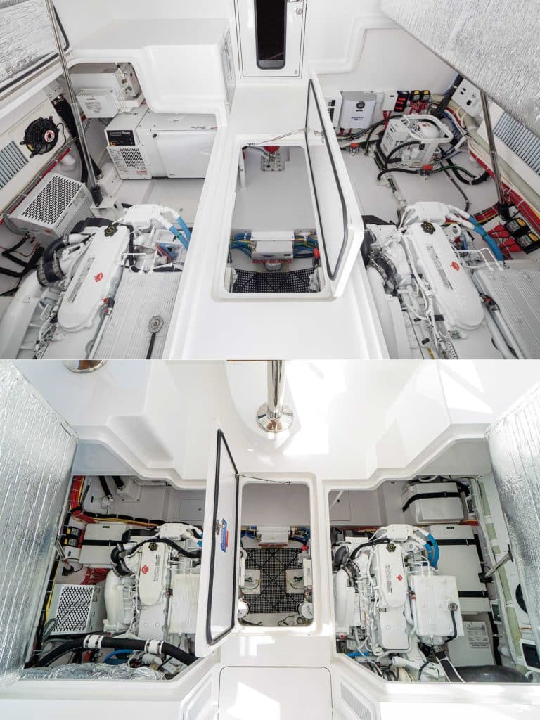 Engine room comparison on the Viking 38