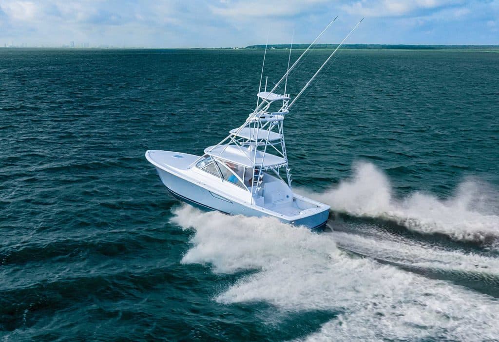 Viking 38 Open Billfish running through swells