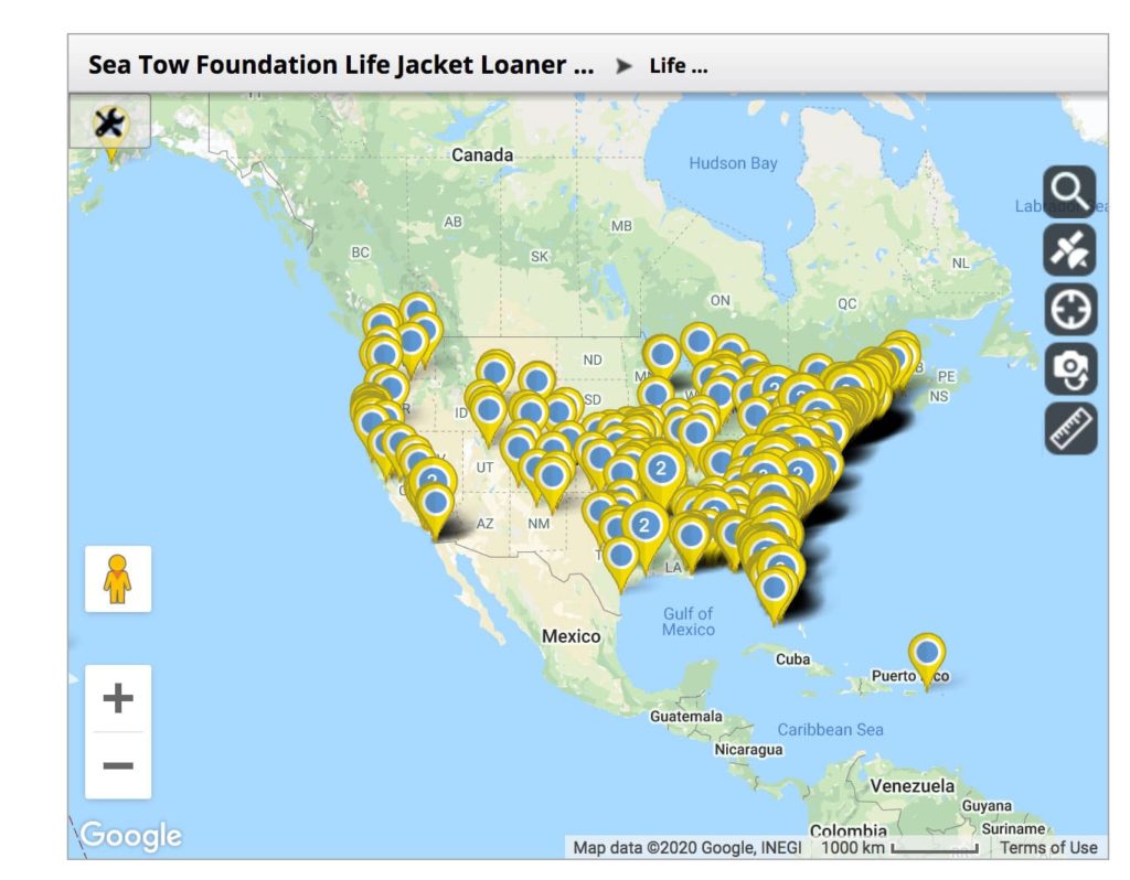 Map of life jacket loaner stations
