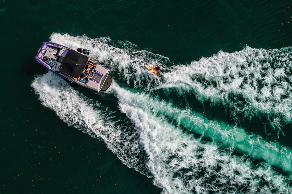 Wakesurfing behind the Tige on Pyramid Lake