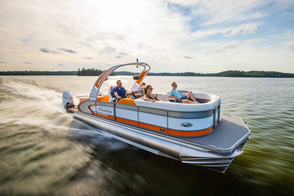 Manitou pontoon running full speed