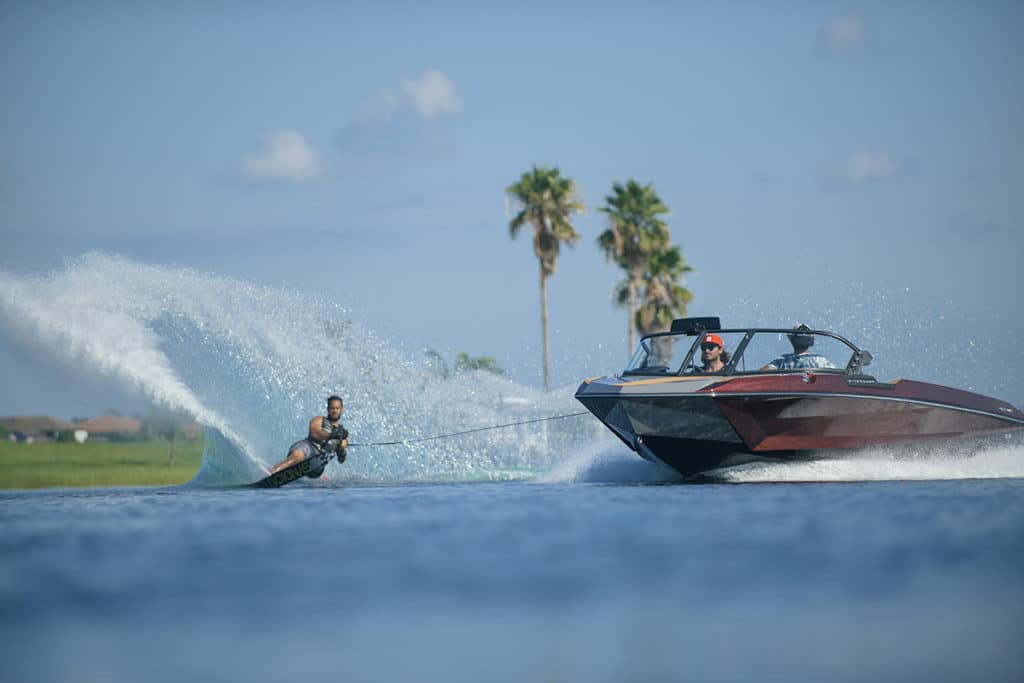 Nautique boat pulling a skier