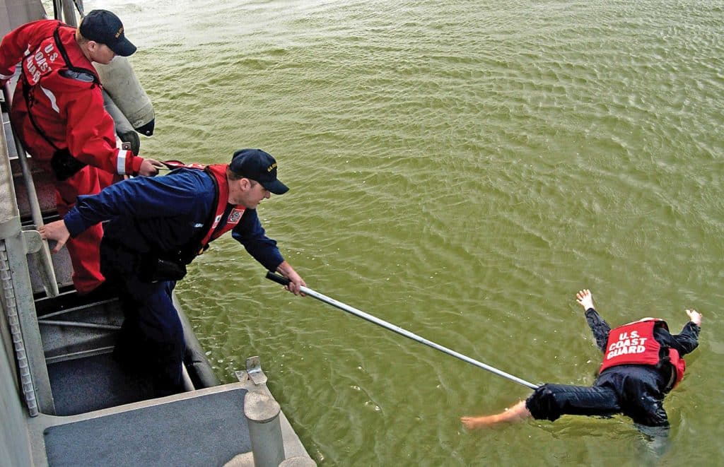 Coast Guard training for rescuing a crewmember overboard