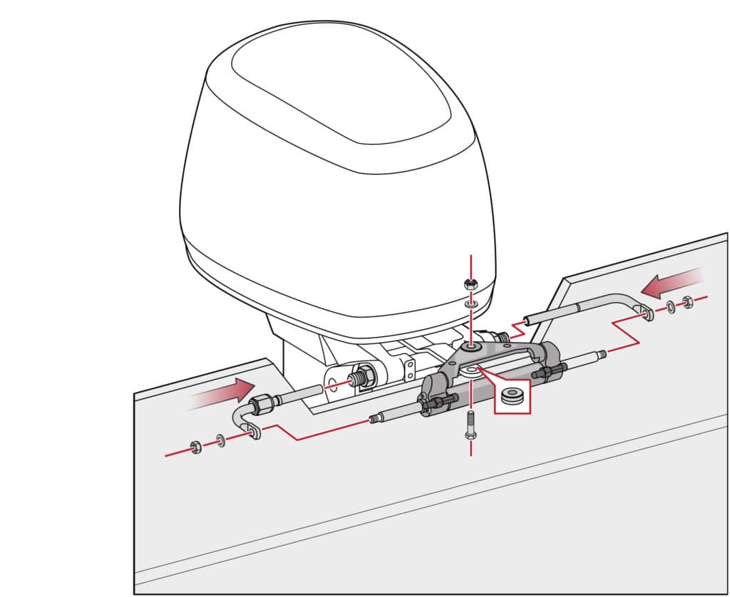 Ensure cylinder is attached to tiller arm correctly