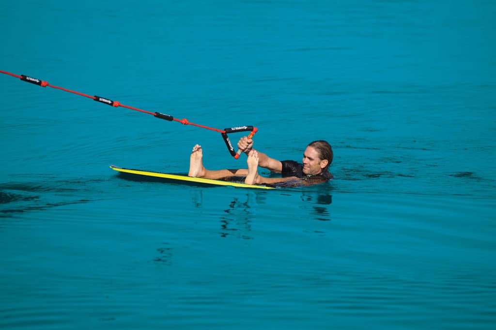 Wakesurfer getting ready