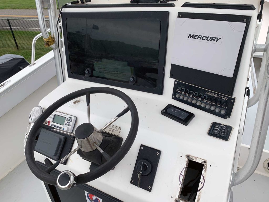 Boat helm with Mercury Active Trim installed