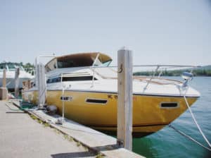 Boats tied up to dock