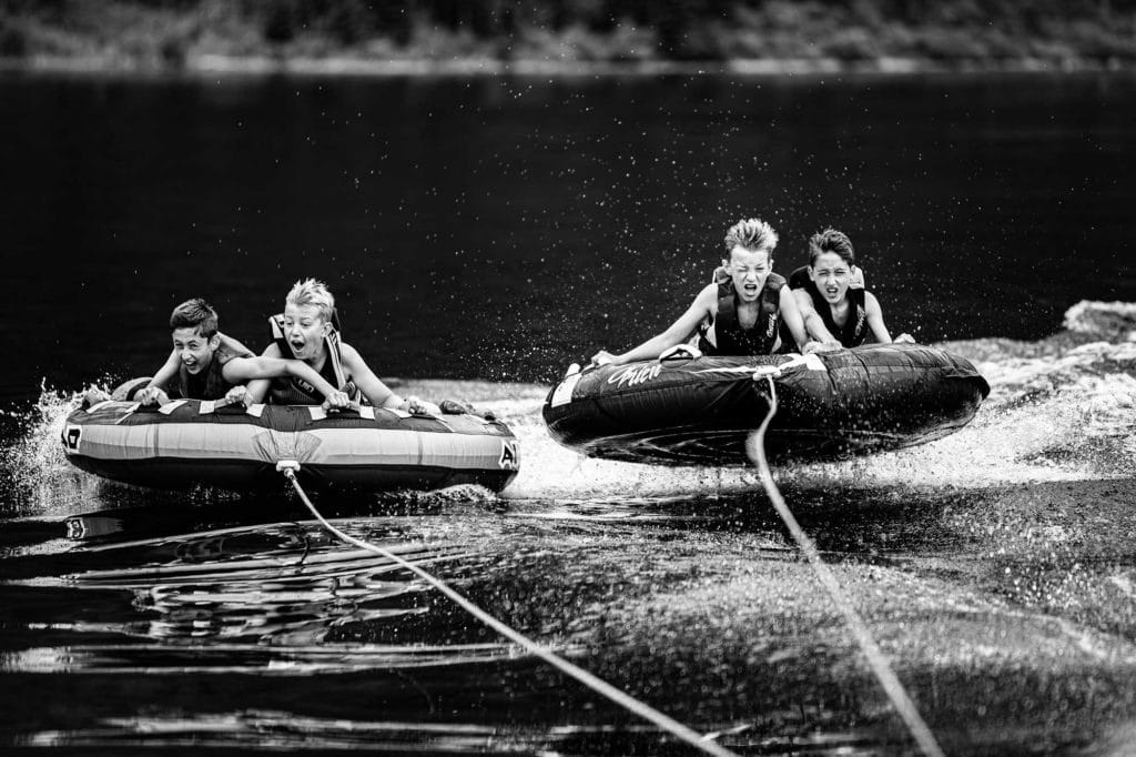 Kids having fun in tubes