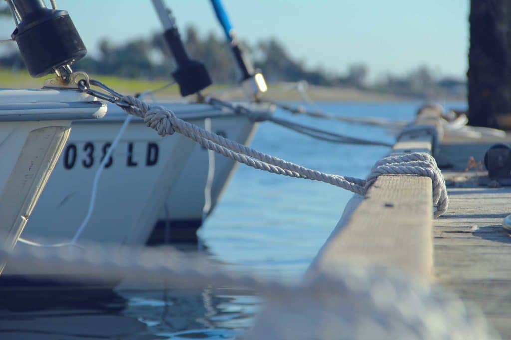 Boats lined up at the dock