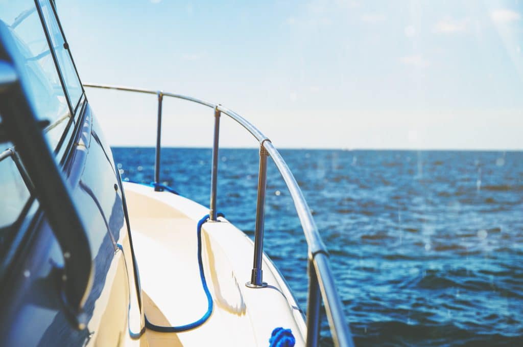 Boat out on the open ocean