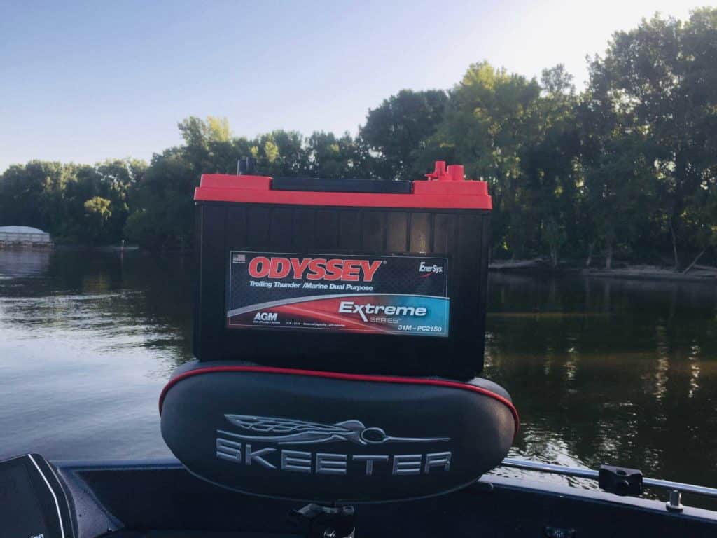 Odyssey marine battery on a boat