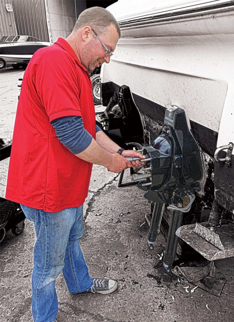 Aligning the transom assembly and engine