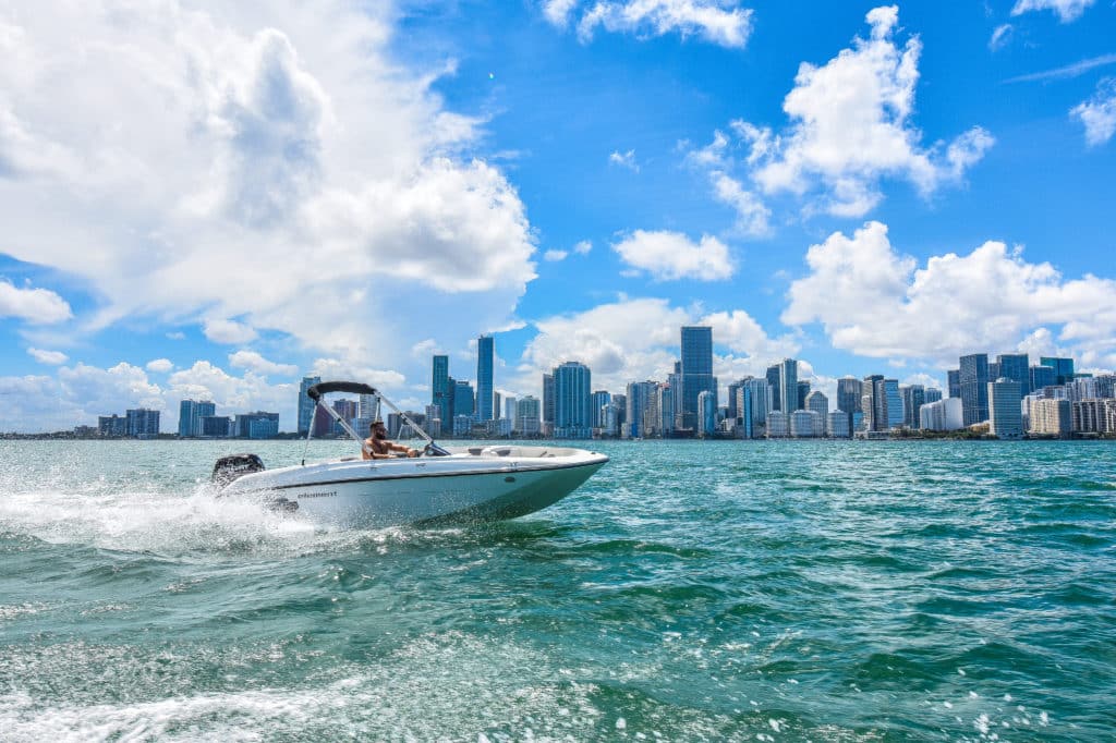 Runabout running off Miami