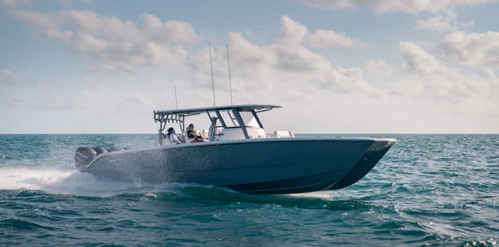 Invincible boat running offshore