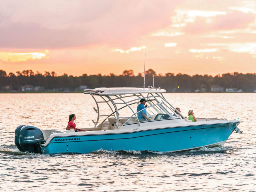 The Freedom 285 is a dual-purpose vessel for cruising and fishing.
