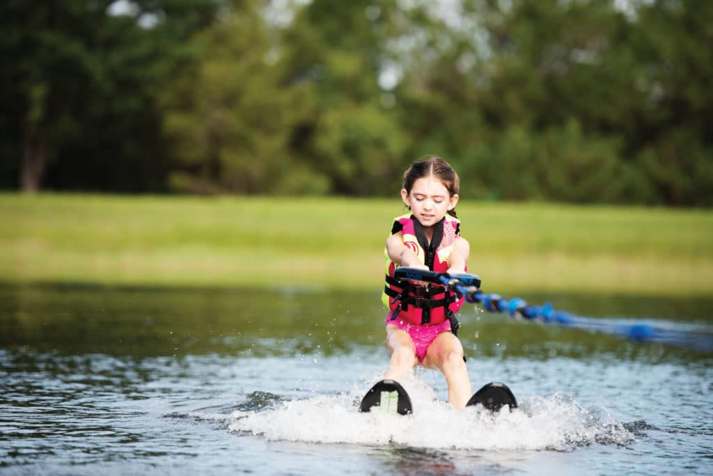 Skier getting up out of the water