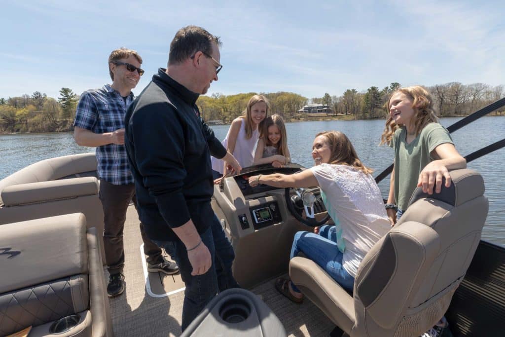 Family on their new boat