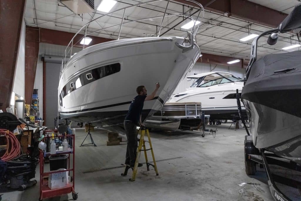 New boat being surveyed