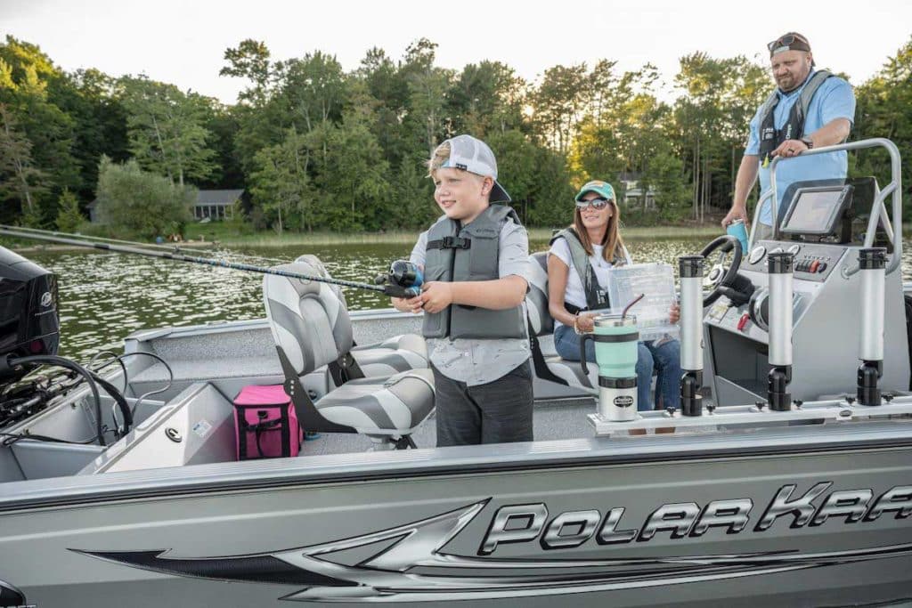 Family fishing from a Polar Kraft boat