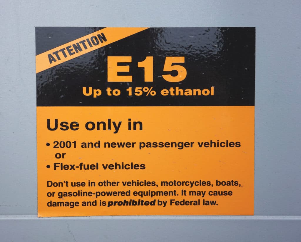 Ethanol warning sticker