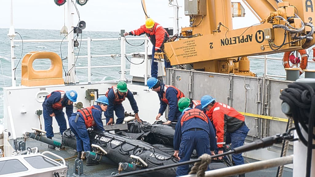 Inflatable boat being moved on the Stratton