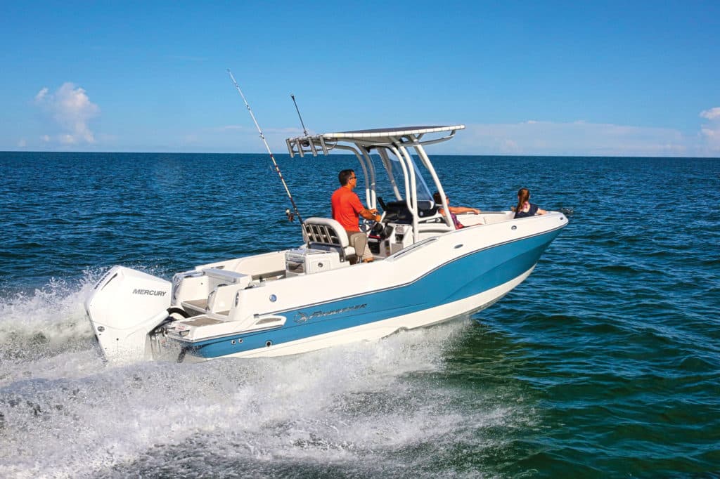 Finseeker 220 Center Console running shot