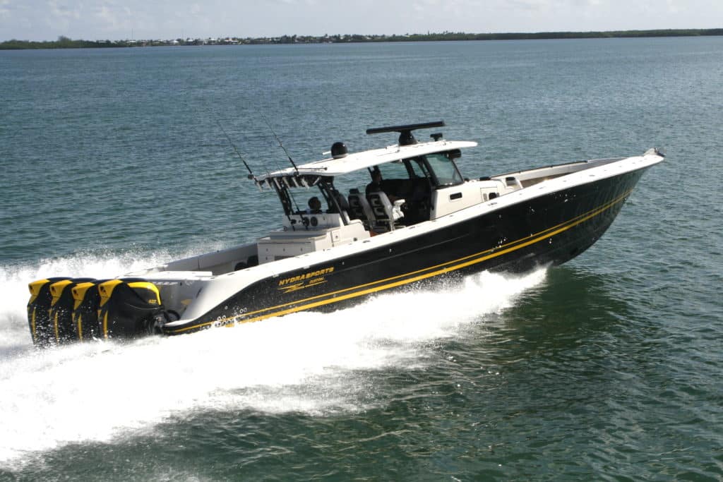Hydrapsorts Suenos 5300, world's largest center console, with quad Seven Marine 627 outboards_4