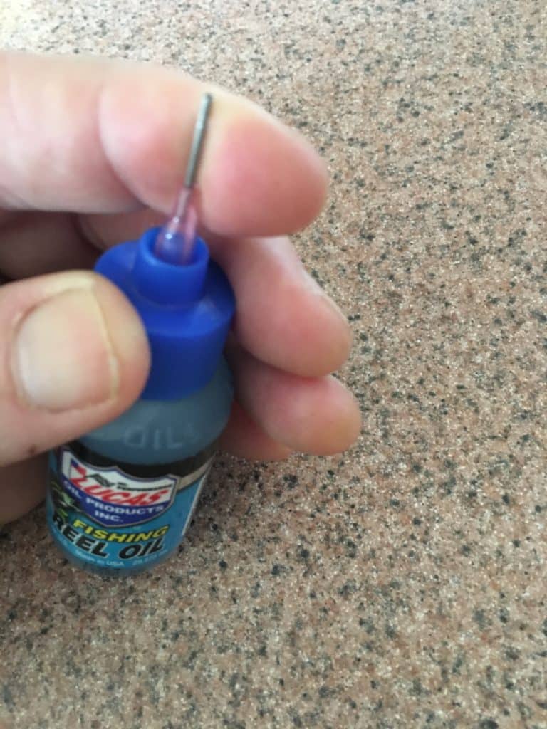 Needle tip of Lucas reel lube