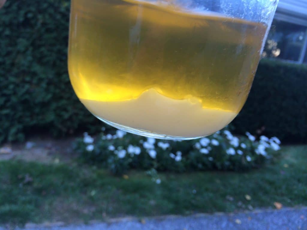Ethanol fuel contaminated with water.