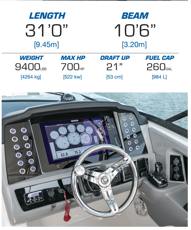 Robalo R317 specifications and helm.