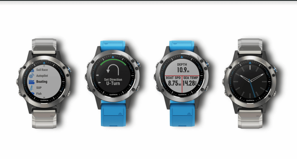 Four Garmin quatix 5 Marine Smartwatches