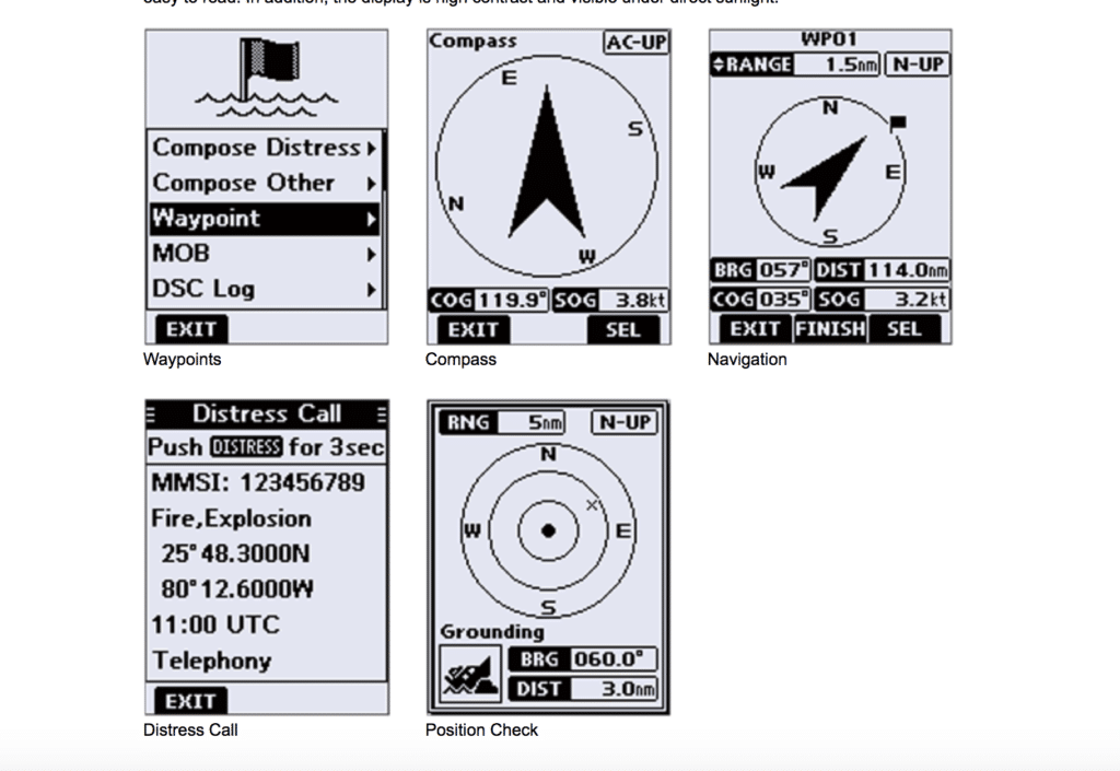 ICOM M93D VHF Radio Screens