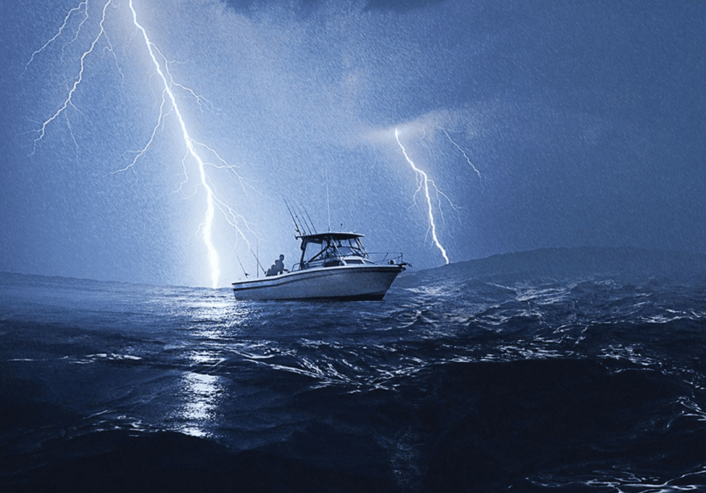 Boat in a thunderstorm