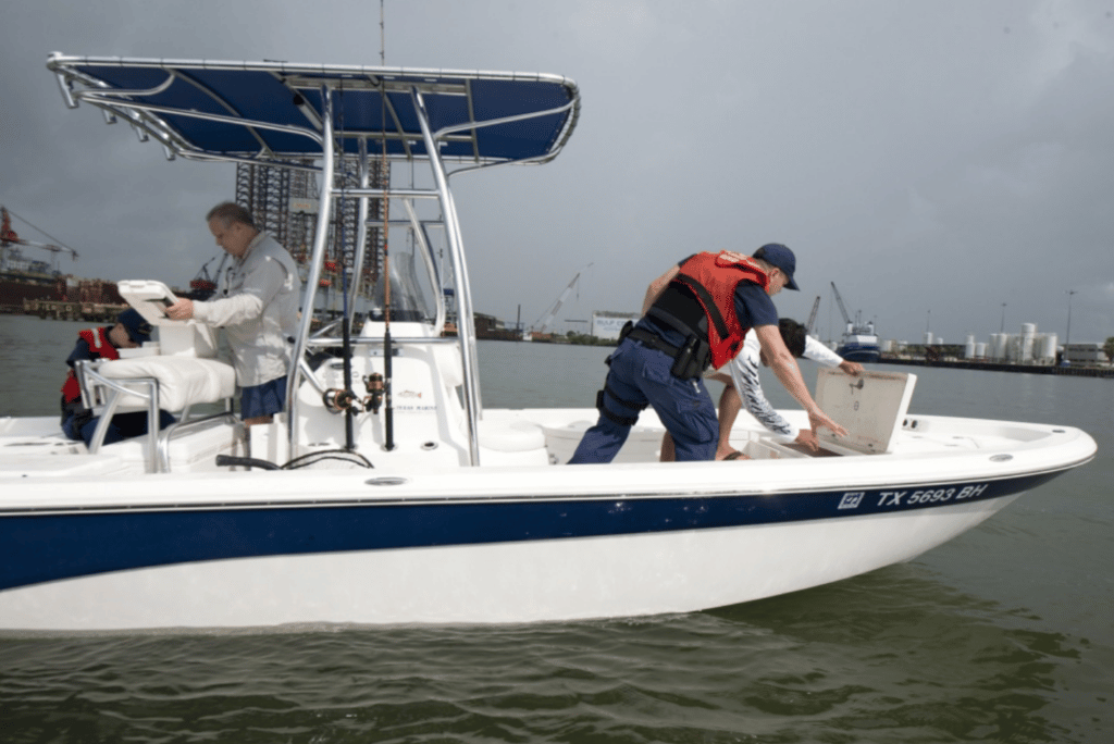 Coast Guard Crew Boards Boat