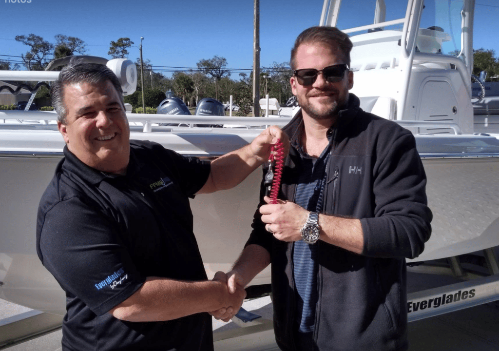 Matt Montgomery accepts the award from Everglades Boats