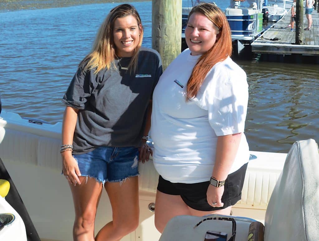 Ashley Howard and Noelle ­Cruikshank at the dock