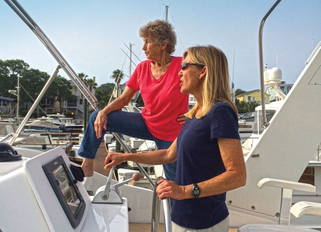 Patti Moore and Carol ­Cuddyer out sailing