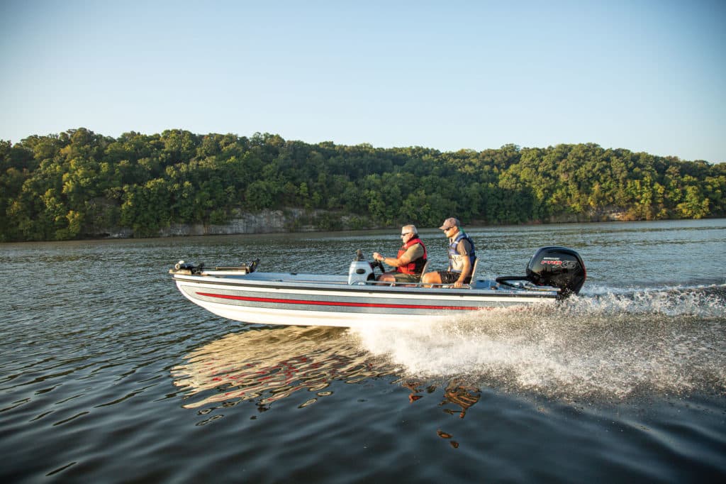 Bass Cat Deluxe Tournament out fishing