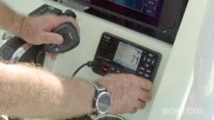 VHF radio mounted at helm