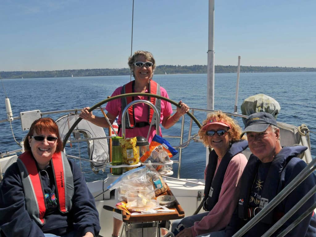 Group learning how to sail