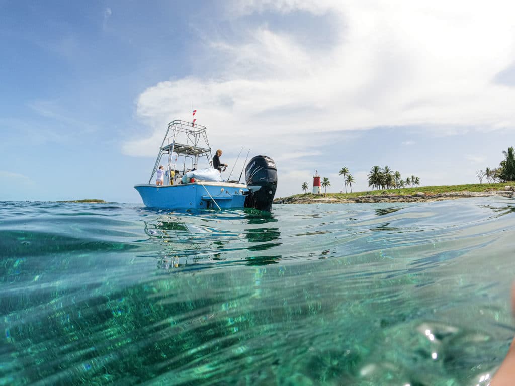 Boat anchored in the Bahamas