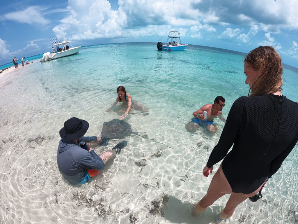 Playing on the beach in the Bahamas