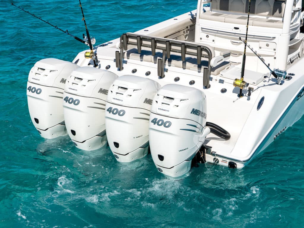 Quad Mercury outboards on Solace 41