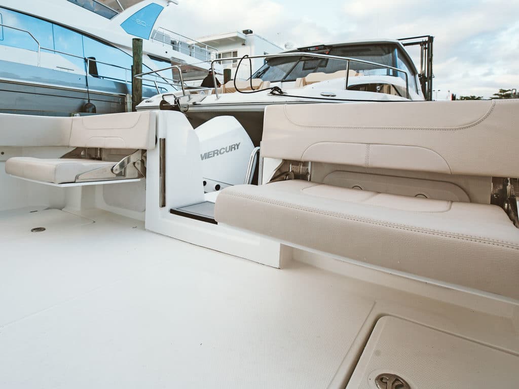 Aquila 28 Molokai Power Catamaran cockpit