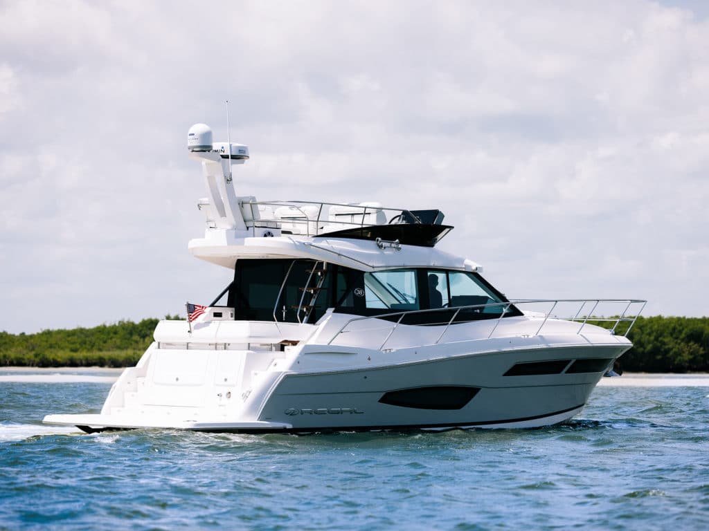 Regal with Volvo Penta sterndrive near shore