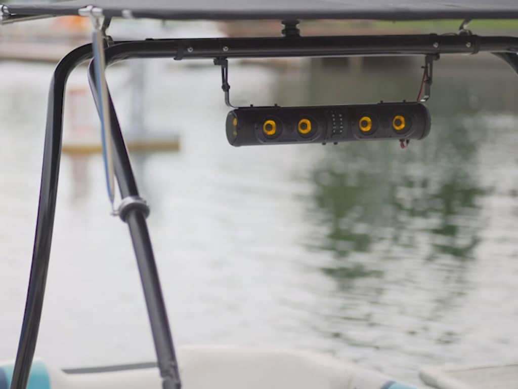 Tower speakers on a boat