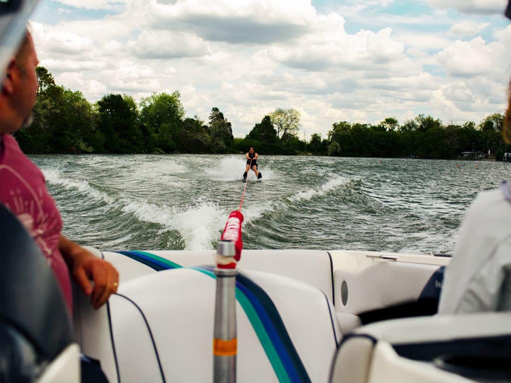 Boat towing skier