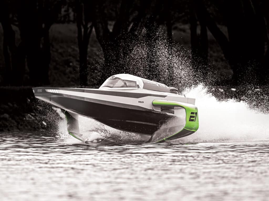 RaceBird hull showing the foils