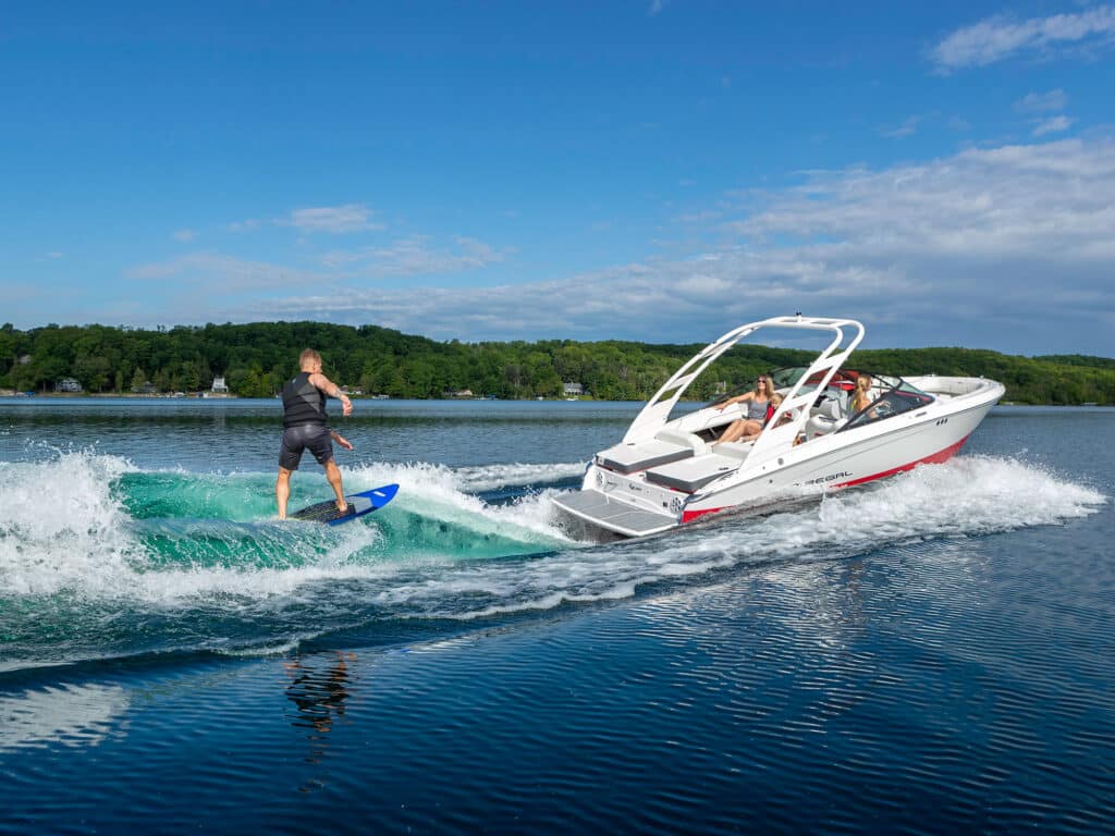 Regal LS2 Surf wakesurfing a lake